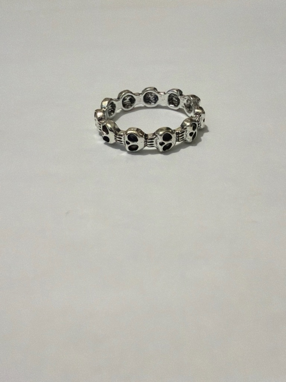 Silver Skull Band Ring - Silver Color